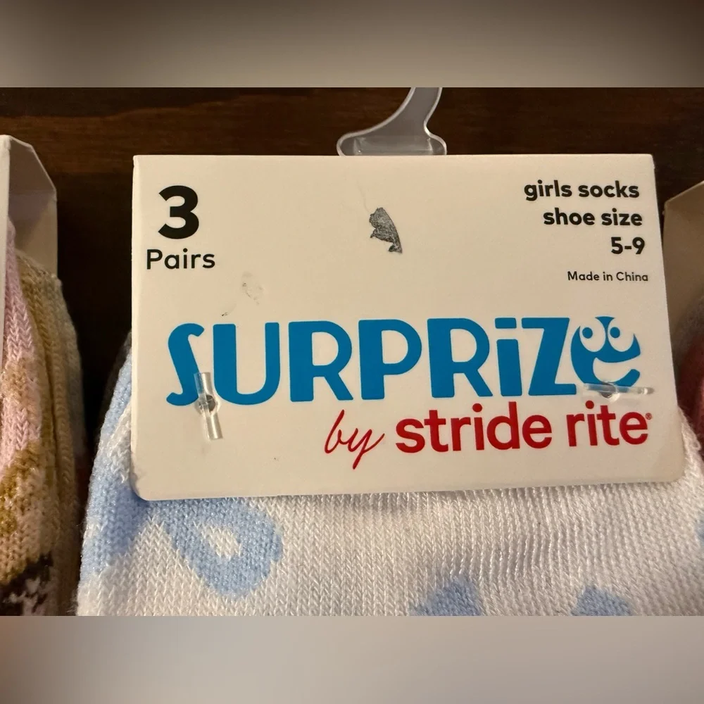 Surprize by Stride Rite Girls' Socks 3 - 3 Pair Packs